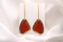 Load image into Gallery viewer, Red Wing Earrings Long Bar Gold Edge