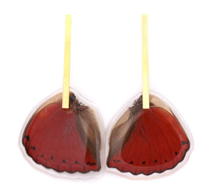 Red Wing Earrings Long Bar