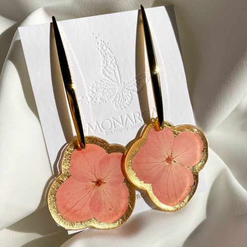 Statement Hydrangea Earrings -Coral Flowers