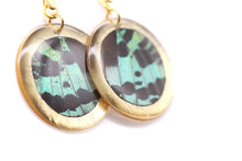 Load image into Gallery viewer, Geometric Green Sunset Earrings - Gold Circle