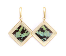 Load image into Gallery viewer, Geometric Green Sunset Earrings - Gold Diamond