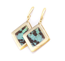 Load image into Gallery viewer, Geometric Green Sunset Earrings - Gold Diamond