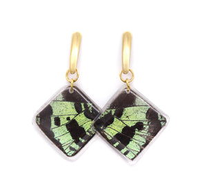 Geometric Green Sunset Earrings - Diamond