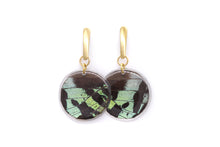 Load image into Gallery viewer, Geometric Green Sunset Earrings - Circle