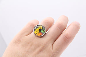 Small Round Ring - Green Sunset