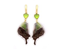 Load image into Gallery viewer, Peridot Earrings - Green Graphium Wings